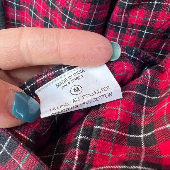 Vintage Americana appliqué snowman quilted jacket reversible w black red plaid - Picture 4 of 5